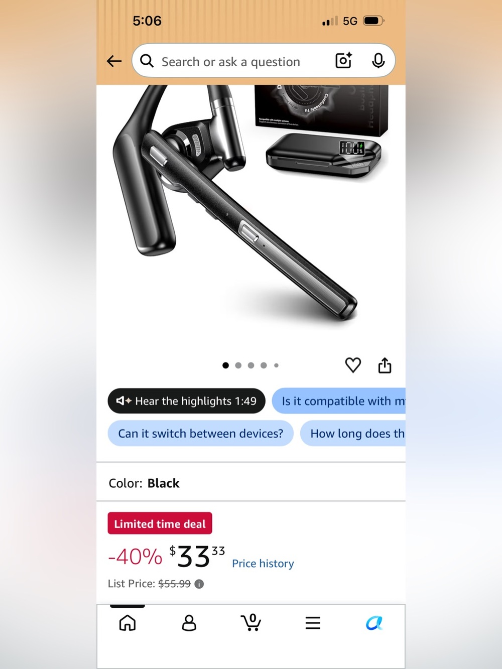 Wireless Open-Ear Bluetooth Headset with Charging Case USE w APPLE or ANDROID - Picture 7 of 7
